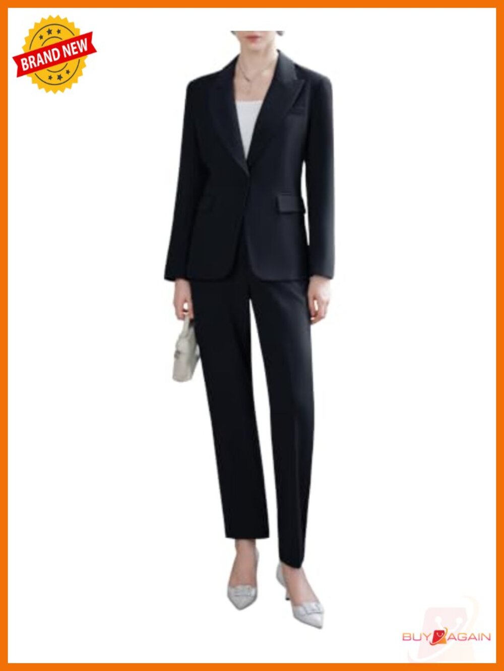 Womens Suit Set 2-Piece Business Pantsuit Blazer Trousers Wrinkle-Free Office